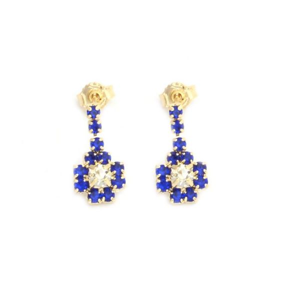 Imagem de Brinco flor pedra strass azul - 0514224