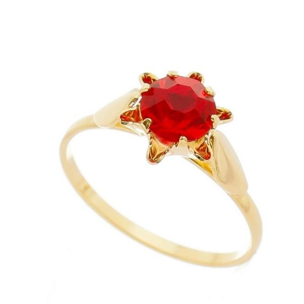 Imagem de Anel flor com pedra strass vermelho - 0106813