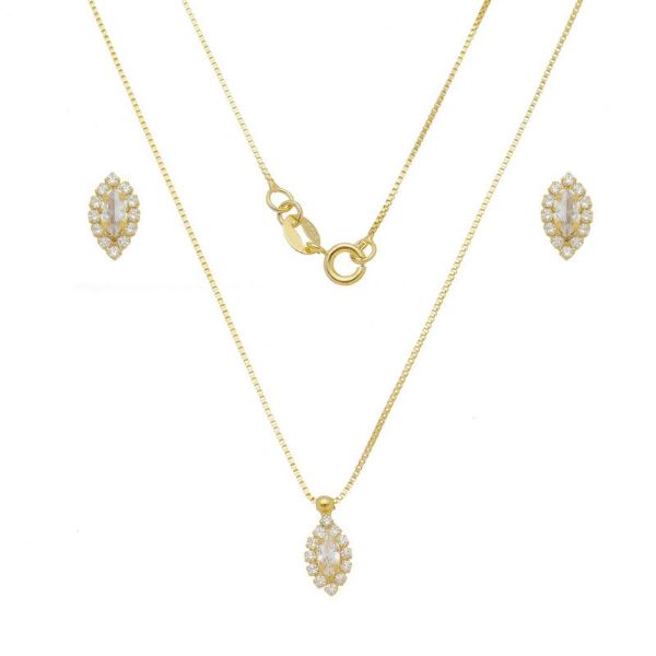 Imagem de Conjunto navete pedra zircônia - 1100967 - Cores