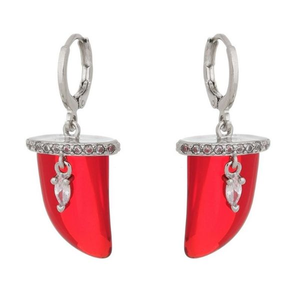 Imagem de Brinco argola click com dente vermelho - 0521851*