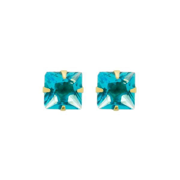 Imagem de Brinco solitário carrê zircônia 8mm - 0525521 Cores