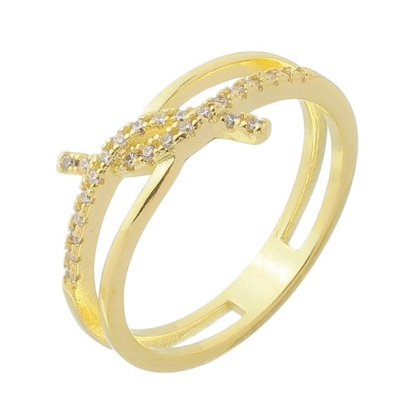 Imagem de Anel  X 2 aros pedra zircônia - 0107780