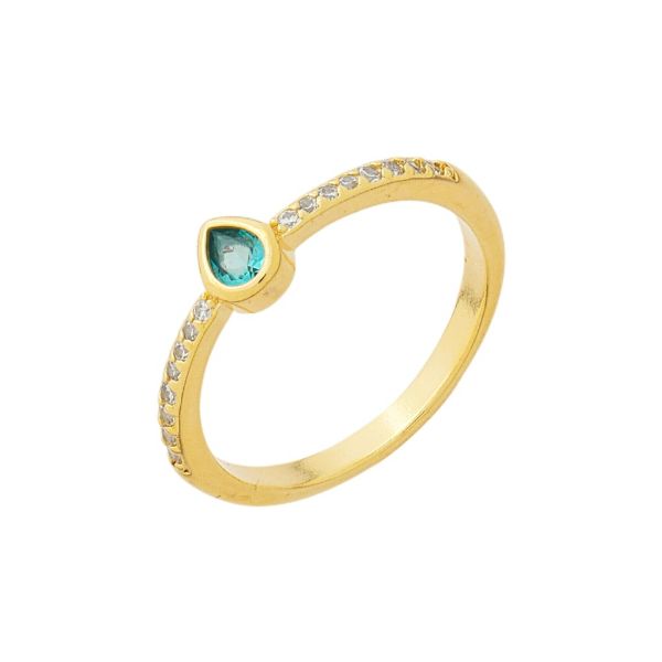 Imagem de Anel gota zircônia verde turmalina  - 0107858