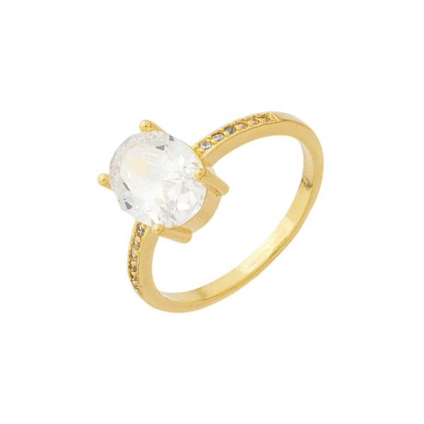 Imagem de Anel solitário pedra oval zircônia - 0108066
