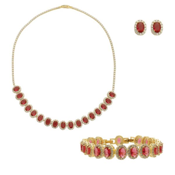Imagem de Conjunto oval zircônia pink  - 1101419