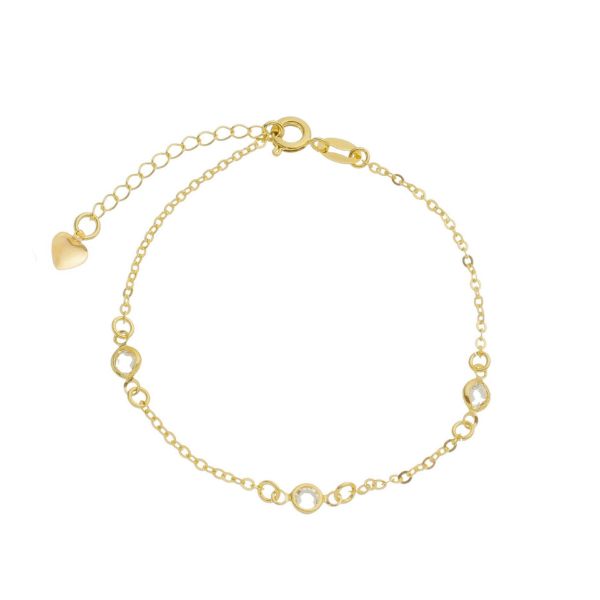 Imagem de Pulseira tiffany malha portuguesa com pedras zircônia branca -0405853
