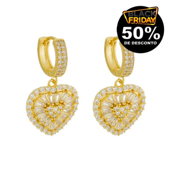 Imagem de Brinco argola coração zircônia - 0526180
