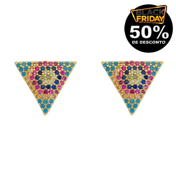 Imagem de Brinco triângulo zircônia colorido - 0524656
