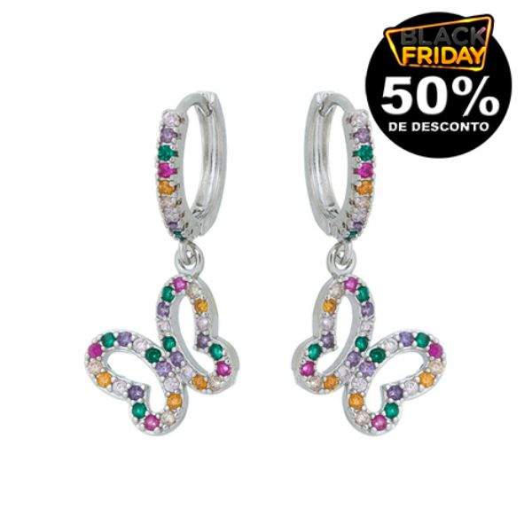 Imagem de Brinco argola click borboleta zircônia - 0524195