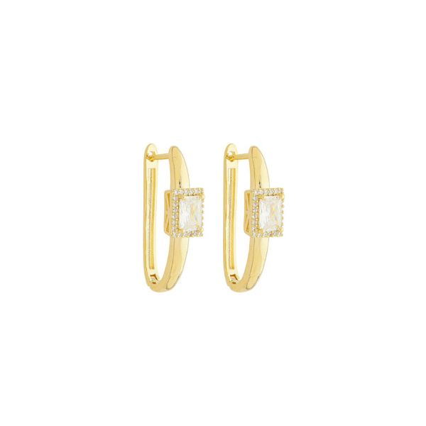 Imagem de Brinco argola oval  zircônia - 0528368