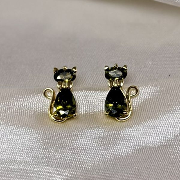Imagem de Brinco gato peridoto zircônia  - 0528569