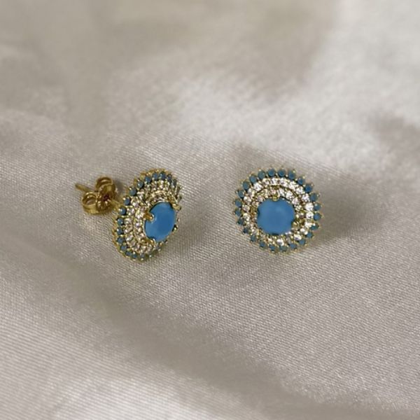 Imagem de Brinco azul turquesa zircônia  - 0517578