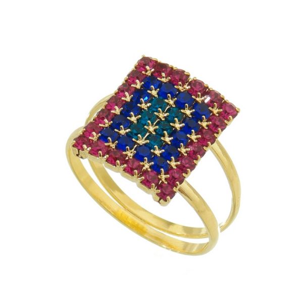 Imagem de Anel quadrado pedras strass - 0108097