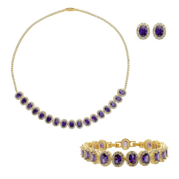 Imagem de Conjunto oval zircônia roxa - 1101420