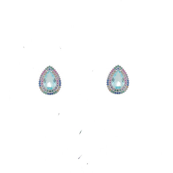 Imagem de Brinco gota zircônia azul  - 0525286
