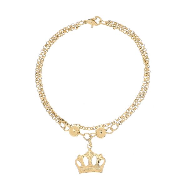 Imagem de Pulseira 2 fios pingente coroa  - 0403707
