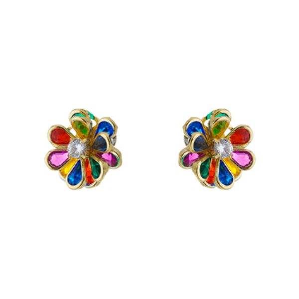 Imagem de Brinco flor pedras coloridas - 0525867