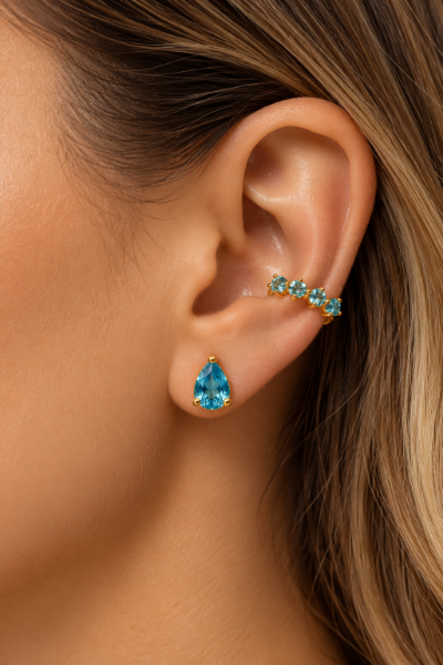 Imagem de Kit Brinco gota e piercing - 0528846 AZUL