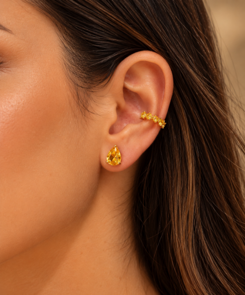 Imagem de Kit Brinco gota e piercing - 0528846 AMARELO