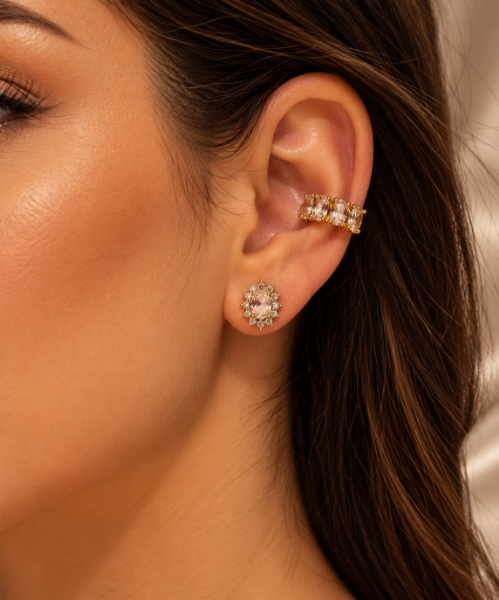 Imagem de Kit Brinco oval e piercing - 0528844 ROSA