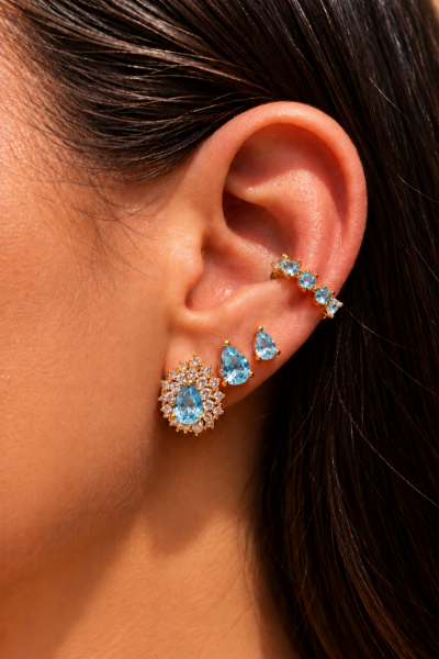 Imagem de Kit 3 Brinco gota e piercing - 0528842 AZUL