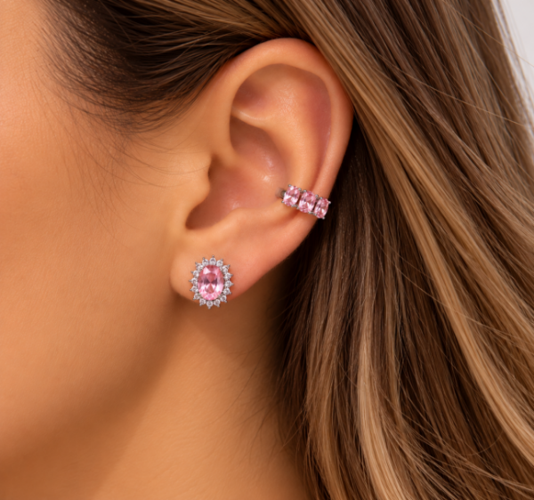 Imagem de Kit Brinco oval e piercing - 0528845 PINK