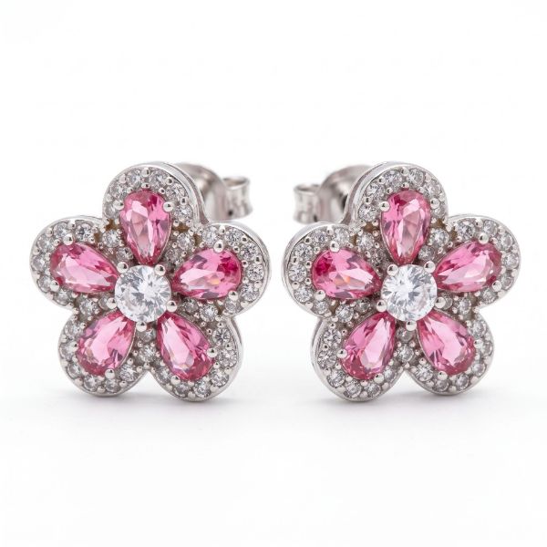 Imagem de Brinco flor zircônia - 0527483 PINK
