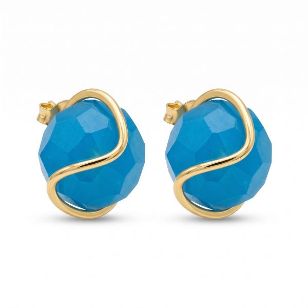 Imagem de Brinco pedra 10mm azul turquesa - 0528724